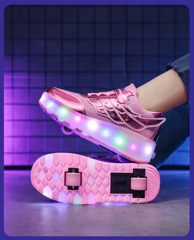 Outdoor Deformation Parkour Skates - Dual-Use Sneakers Roller Shoes for Children, Boys, Girls, Adults, Men, Women, Unisex Roller Skates