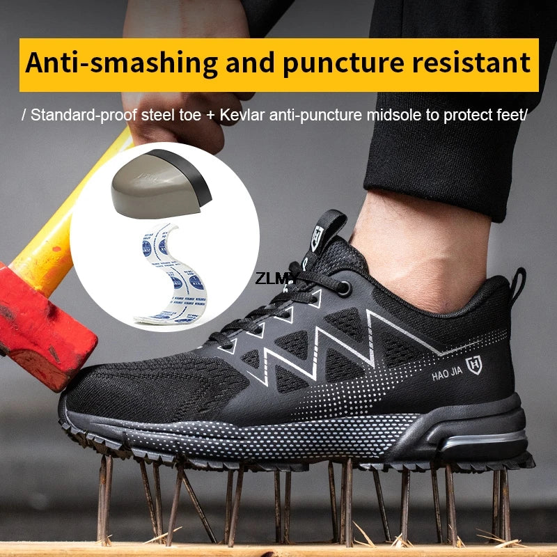 Fashion Safety Shoes Men Steel Toe Sneakers Puncture Proof Breathable Work Safety Boots Comfortable Work Shoes for Men