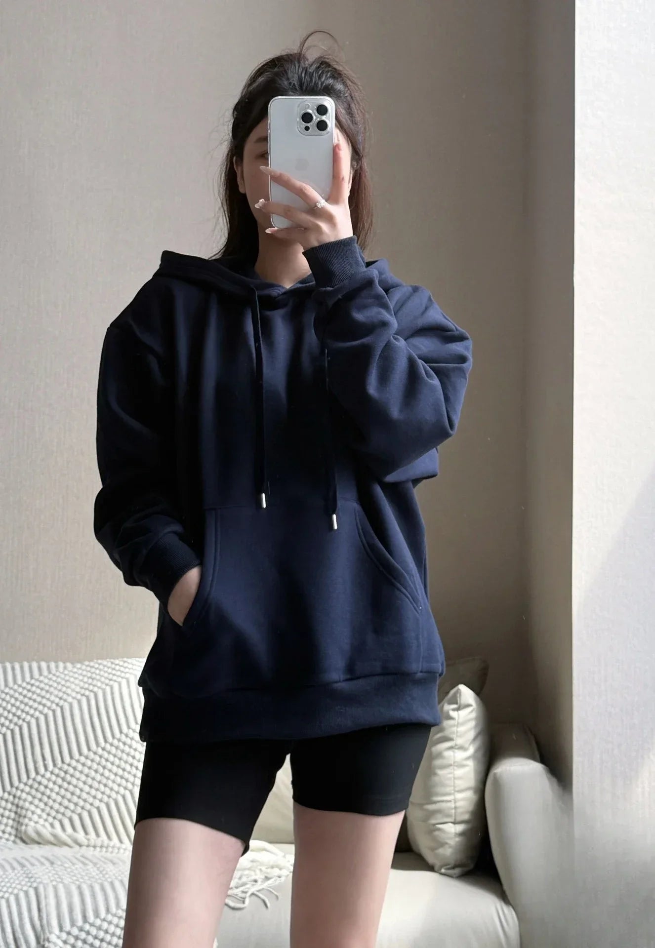 Women Fleece Lined Slim Fit Hoodie Soft Skin-Friendly Lightweight Warm Pullover Casual Hooded Sweatshirt for Daily Wear