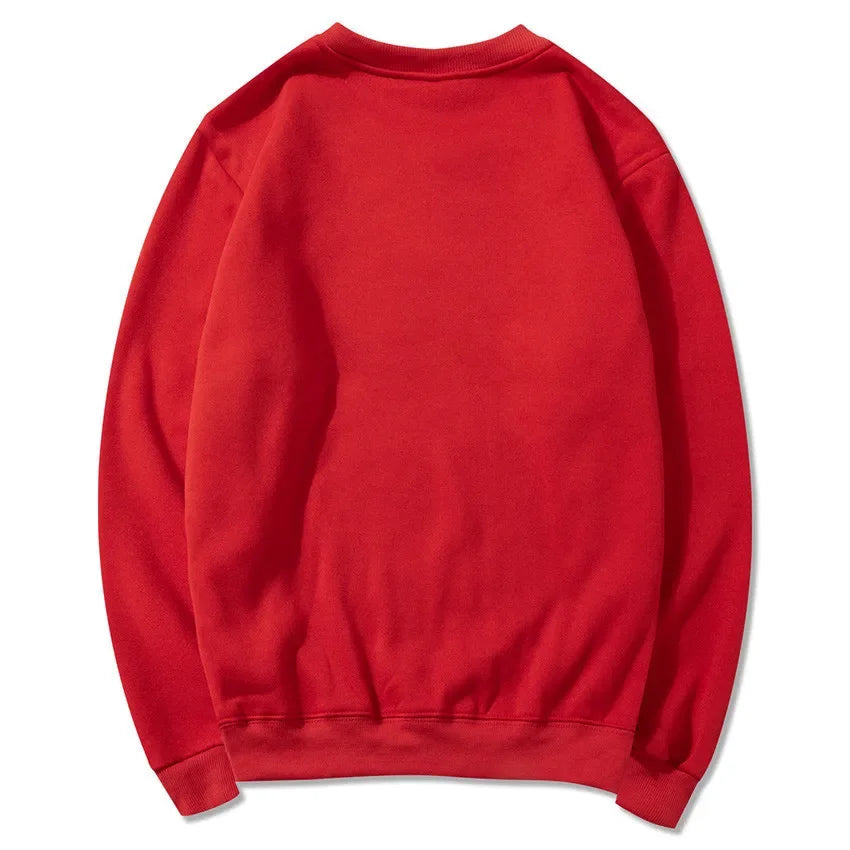 Korean Fashion Men's Round Neck Sweatshirts Autumn Long Sleeves Vacation Pullovers Tops Casual Popular Man Solid Sweatshirts