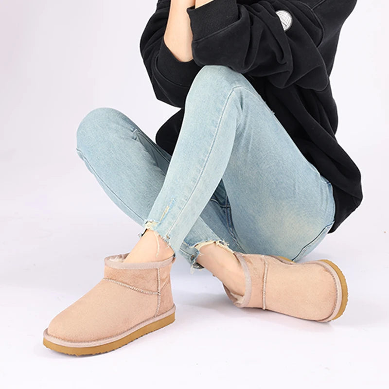 Litfun Women Winter Snow Boots Classic Fur Plush Ankle Snow Boots Brand Outdoor Antiskid Short Boot Warm Fuzzy Home Cotton Shoes