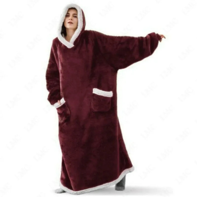 Super Long Flannel Blanket 180and150cm Pyjamas with Sleeves Winter