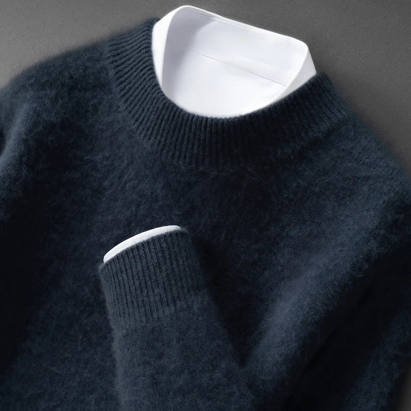 ZOCEPT Natural Cashmere Mock Neck Pullover Men Cashmere Sweater Soft Warm Jumpers Quality Casual Business Knitwear Basic Tops