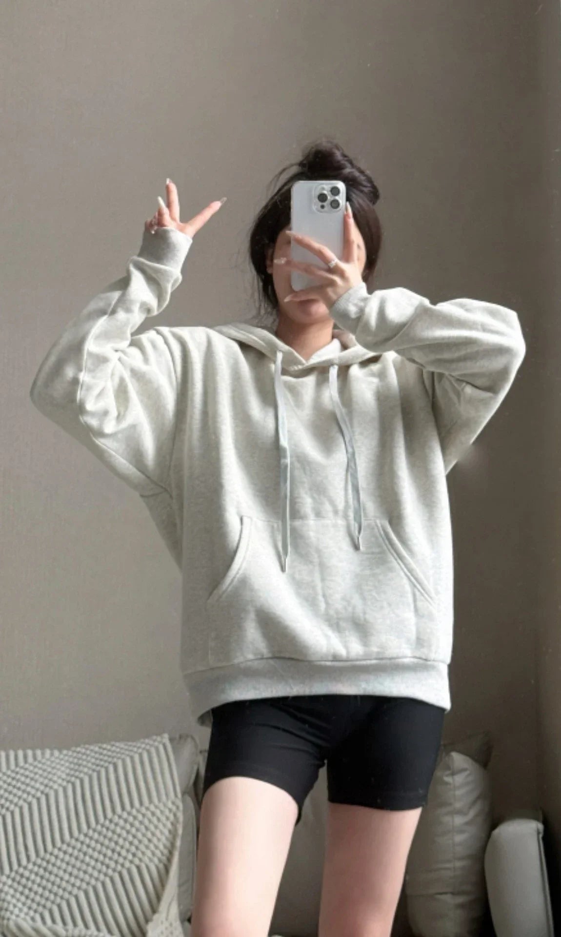 Women Fleece Lined Slim Fit Hoodie Soft Skin-Friendly Lightweight Warm Pullover Casual Hooded Sweatshirt for Daily Wear