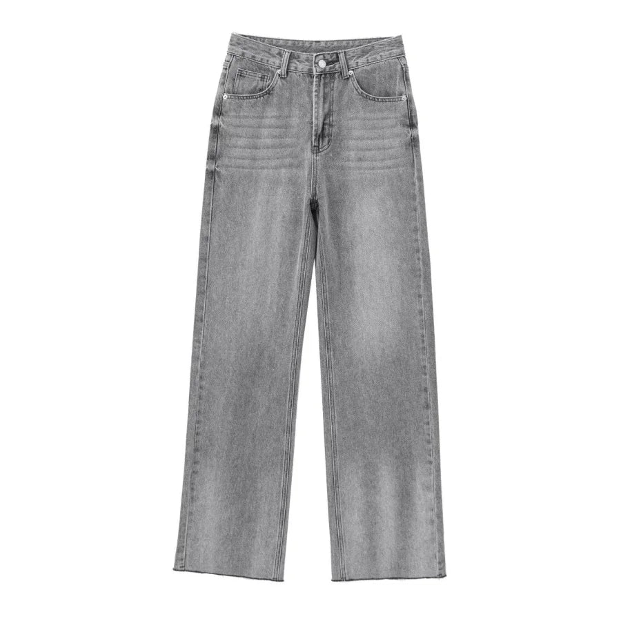 ETJ Wide-leg High-waisted Jeans for Women - Classic Five-pocket Design, Soft Comfortable Ultra-long Jeans