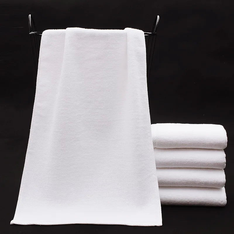 5Pcs White Towel 120g Thickened High Quality 32 Strands Cotton White Hotel Towel 35 * 75cm High Quality High End