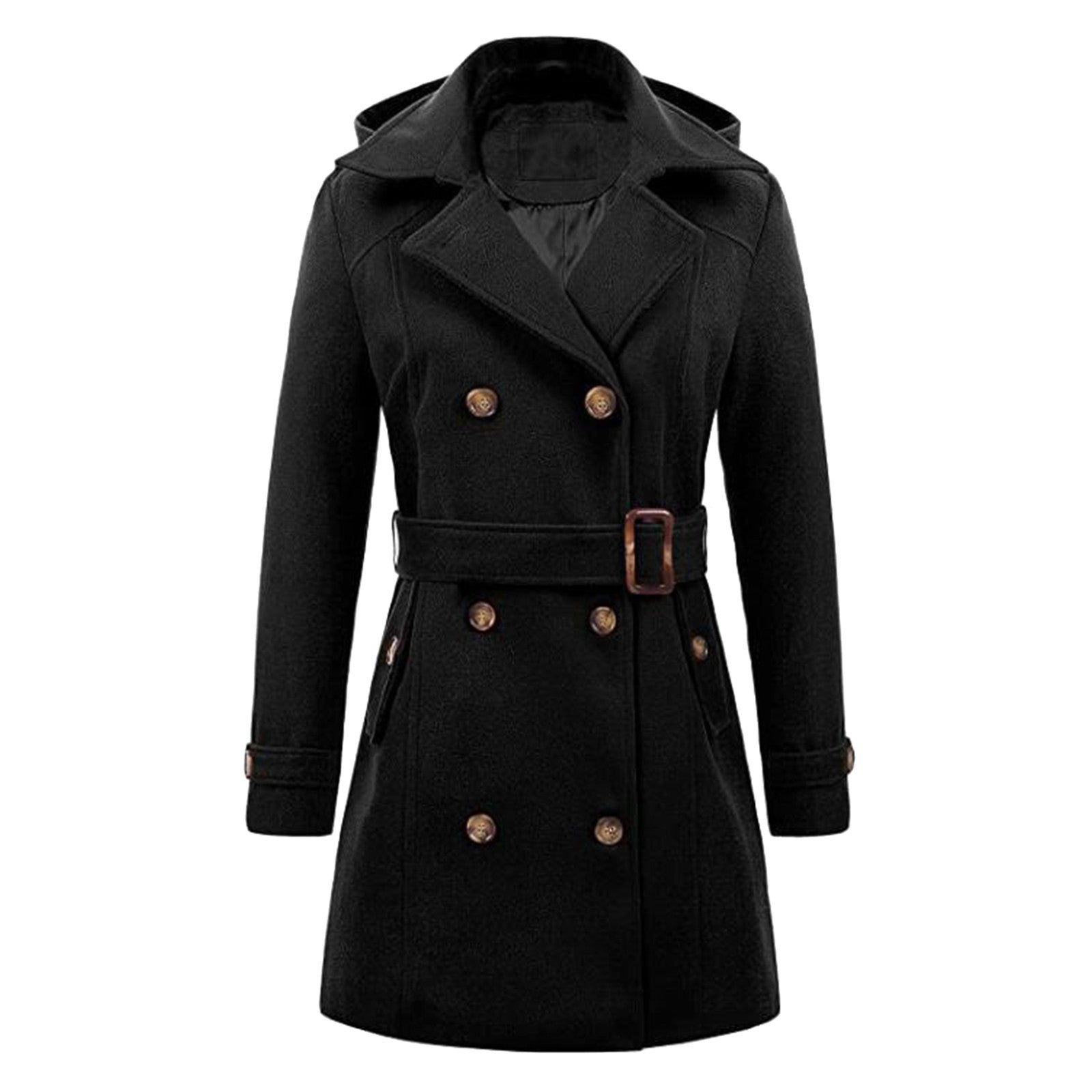 Winter Jackets For Women Autumn Winter Hooded Vintage Thicken Sheepskin Jacket With Lace Up Lapel Collar Long Sleeve Jackets