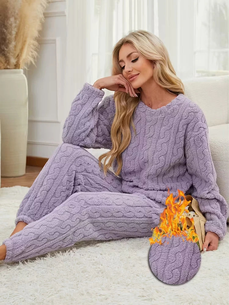 Two-Piece Warm Pajama Set, Thick Coral Velvet Home Wear