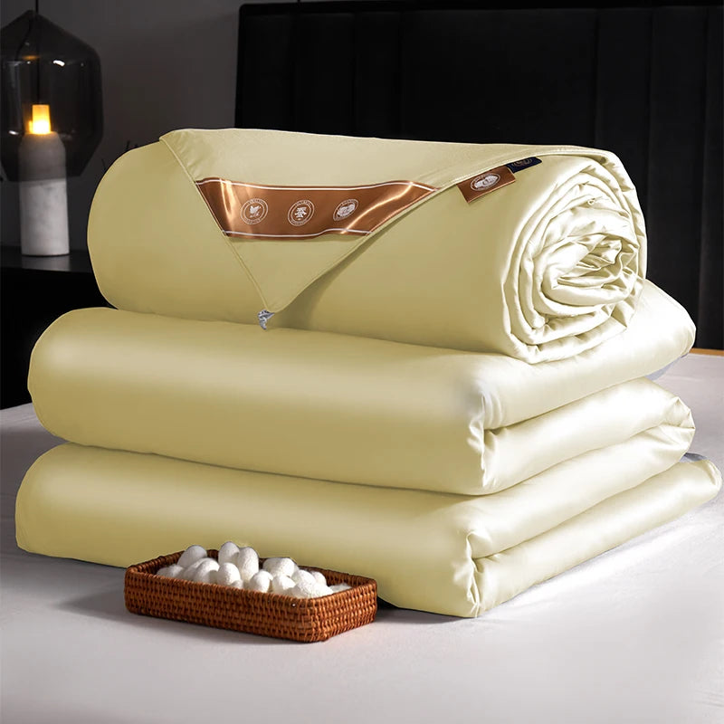 100% Natural Mulberry Silk Comforter With Cotton Shell King Queen Summer Winter Warm Duvet Blanket Single Couple Bedding Quilt