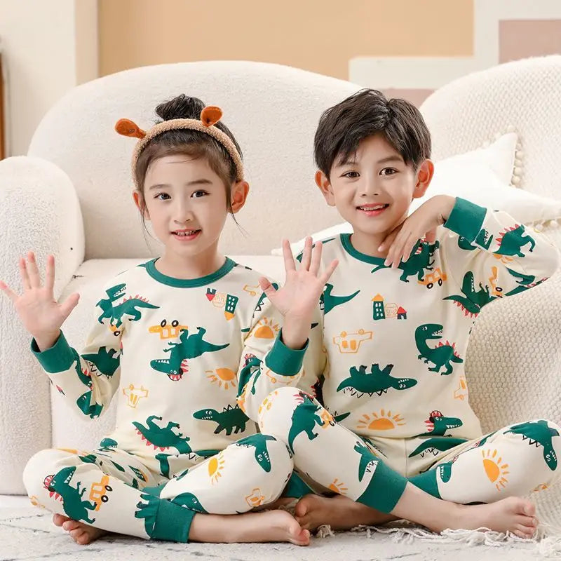 Kids Pajamas for Boys 2 3 4 5 6 7 8 9 10 11 12 13 Years Cotton Sleepwear Sets Dinosaur Pyjamas Green Children Pijamas Clothing