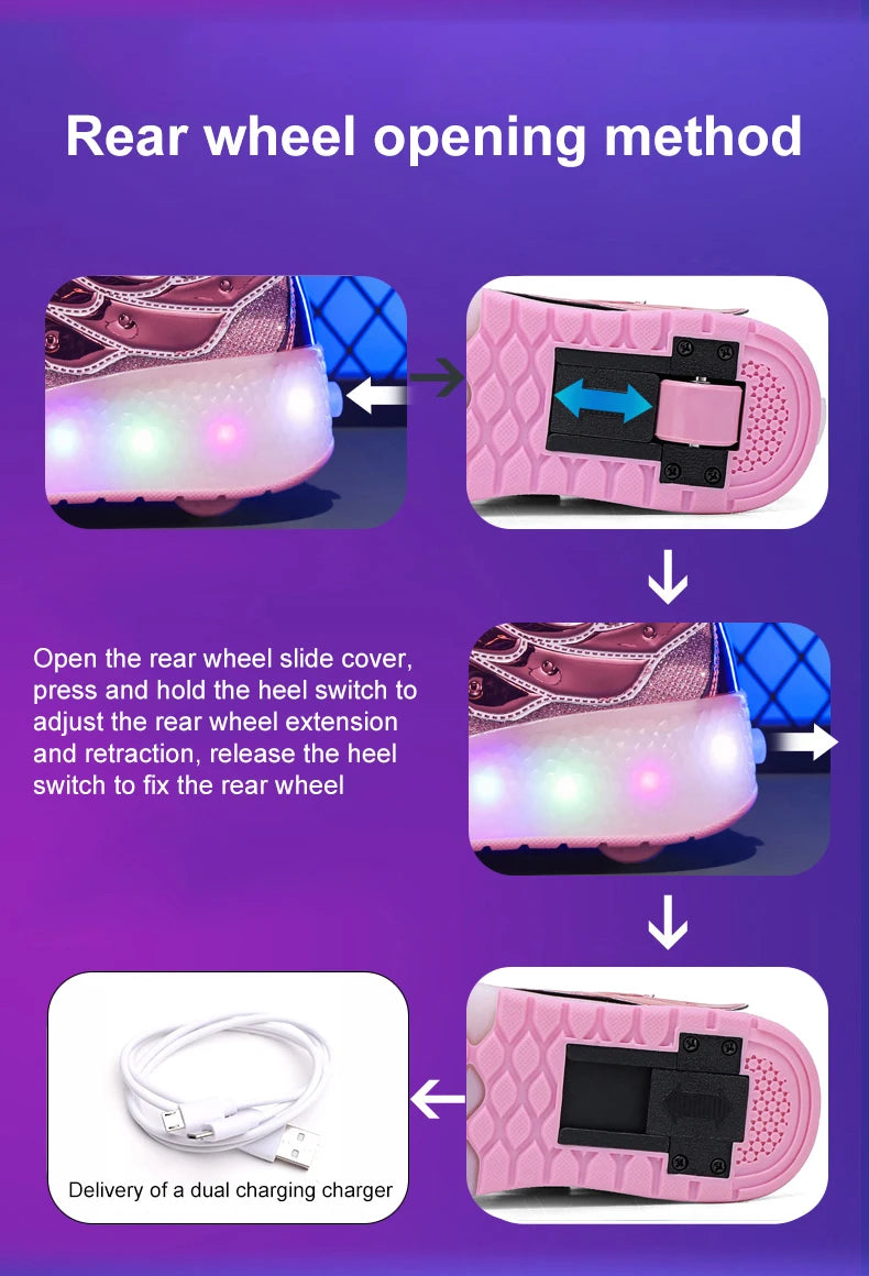 Outdoor Deformation Parkour Skates - Dual-Use Sneakers Roller Shoes for Children, Boys, Girls, Adults, Men, Women, Unisex Roller Skates