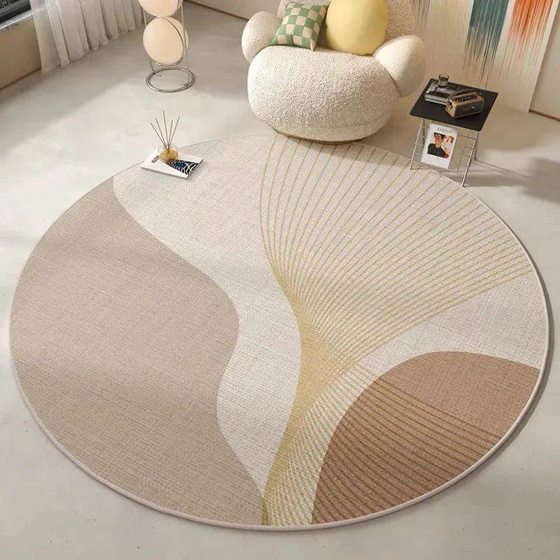 VIKAMA Modern Minimalist Round Rug - Stain-Resistant & Non-Slip Living Room Sofa Mat Office & Study Carpet Home Decor