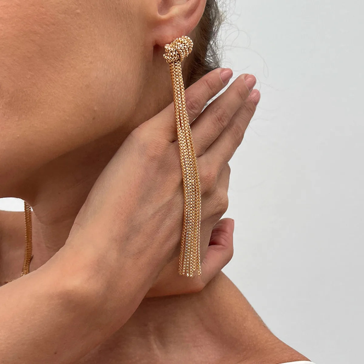 IngeSight.Z 2025 New Gold Color Lines Tassel Thread Long Dangle Drop Earrings Women Fashion Luxury Wedding Party Banquet Jewelry