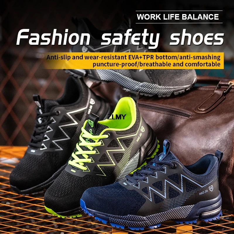 Fashion Safety Shoes Men Steel Toe Sneakers Puncture Proof Breathable Work Safety Boots Comfortable Work Shoes for Men