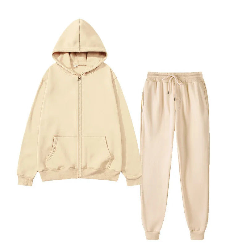 Unisex solid color sportswear set, fashionable and casual, autumn