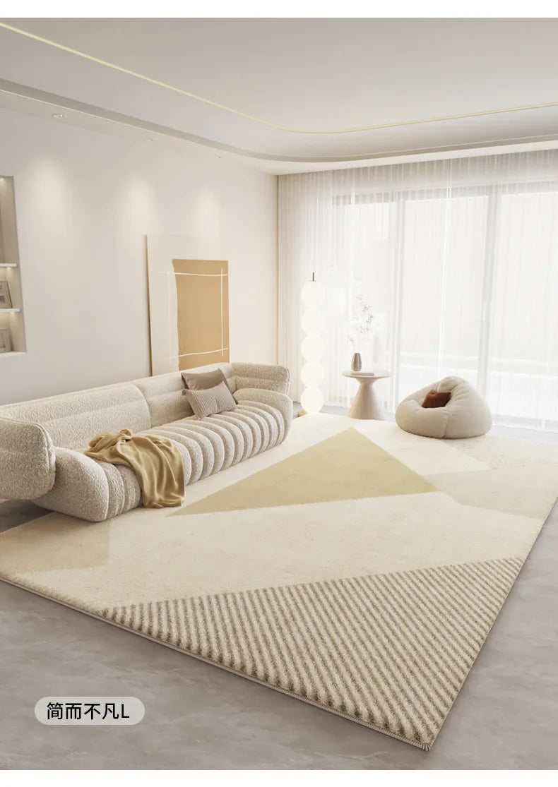 Soft Cream-Colored Thickened Non-Slip Carpet Plush Rug for Living Room Bedroom Home Sofa Coffee Table Anti-Cold Floor Mat