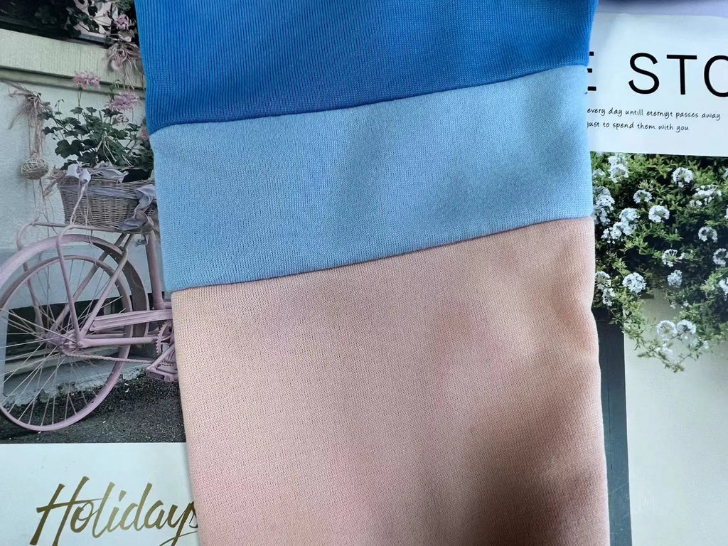 Women's 2024 New Autumn and Winter Solid Color Stitching Casual High Collar Hooded Sweatshirt