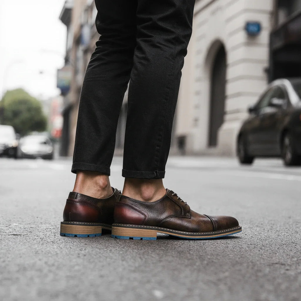 Retro Men's Derby Shoes Casual Fashion Leather Shoes