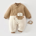 0-18M Baby Jumpsuit Clip Cotton Thick Autumn and Winter Clothes Newborn Warm Pajamas Baby A-level Clothes Crawling Clothes