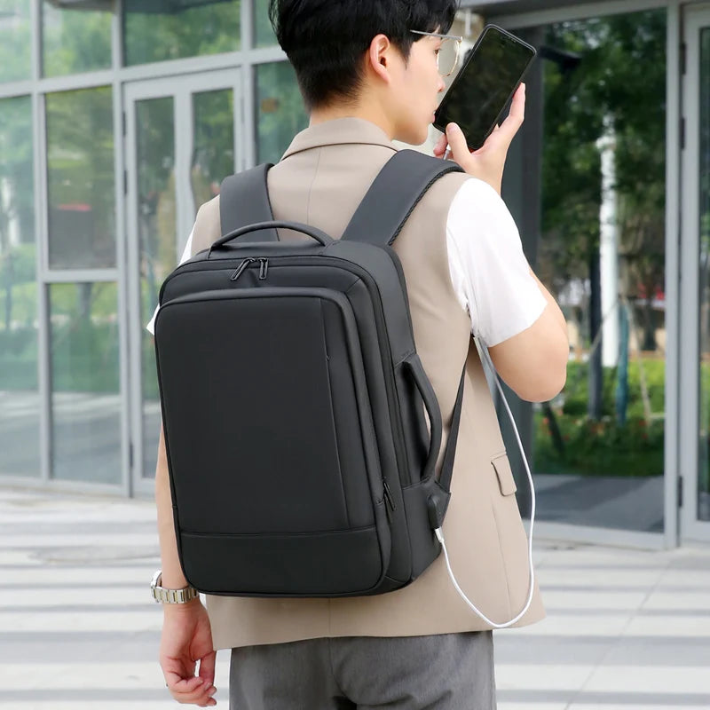Rilibegan Men Travel Backpack Expand Oxford Big Capacity USB Charge