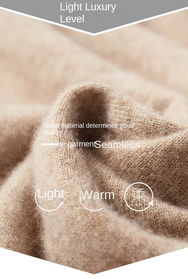 Men's Cashmere One-piece Ready-to-wear Hoodie - 100% Merino Wool Knitted Sweatshirt for Autumn and Winter