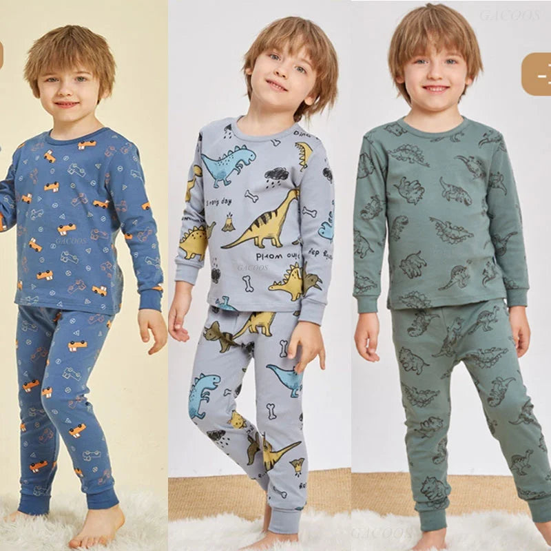 Kids Pajamas for Boys 2 3 4 5 6 7 8 9 10 11 12 13 Years Cotton Sleepwear Sets Dinosaur Pyjamas Green Children Pijamas Clothing