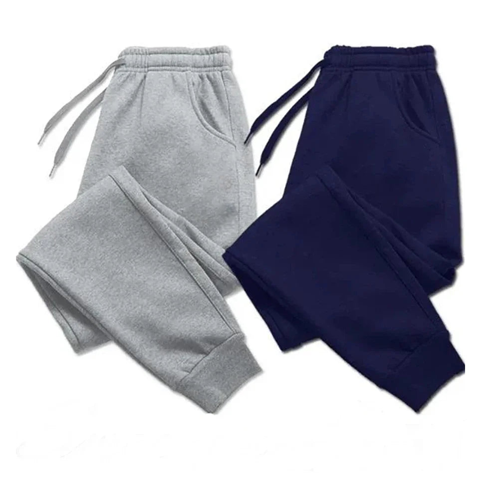 Men's Casual Fleece Sweatpants for Autumn Winter - Running Jogger Sports Gym Trousers - Solid Color Workout Long Pants