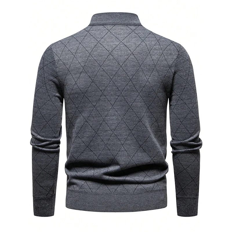 New Fashion Men's Knit Sweater American Half Zip Fleece Knitwear Men's Stand Collar Casual Sweaters Pullovers