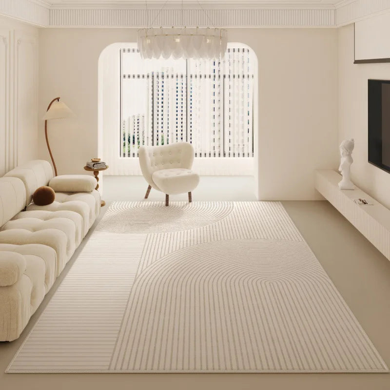 Luxury Minimalist Living Room Carpet Cream Color Large Area Rug for Sofa Bedroom Home Decor