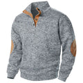 Men's Autumn Sweatshirt Patchwork Contrast Color Hoodies Stand Collar Button Down Vintage Pullovers