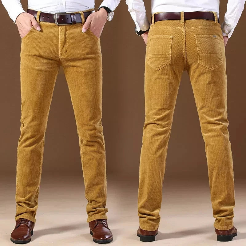 Autumn Winter Men's Thick Warm Corduroy Pants Fleece Trousers Casual Business Style Long Jeans for Men