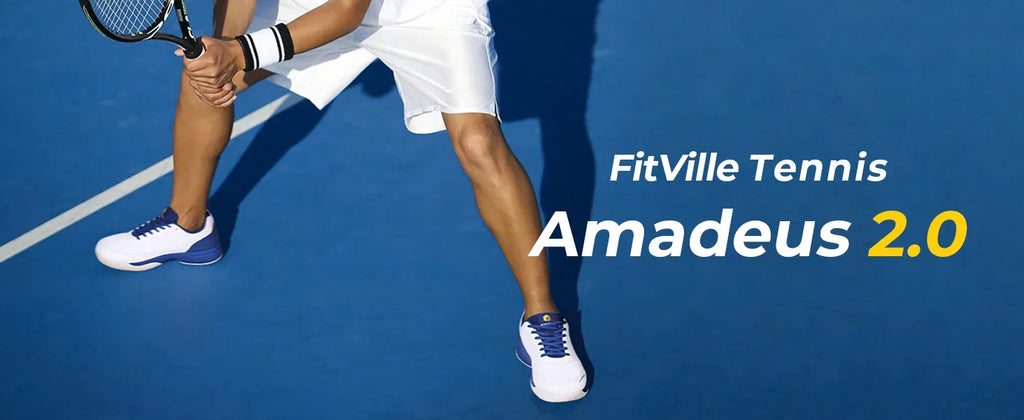 FitVille Men's Tennis Shoes Wide Version 2E Professional Training Sports Shoes Breathable Non-Slip Rackets With Arch Support