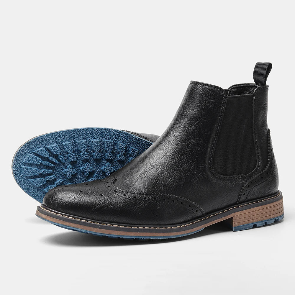 2026 Classic Red Wine Chelsea Boots for Men Fashionable Men Boots Casual Men Ankle Boots