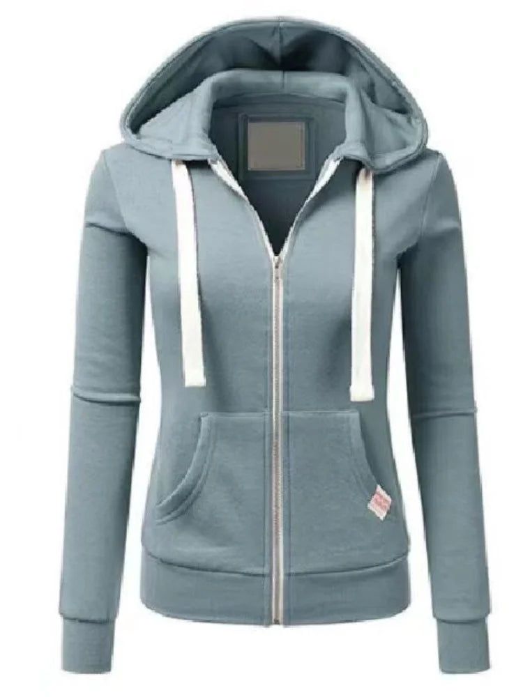 Autumn and Winter Hooded Sweatshirt for Women's Casual Streetwear - Zipper Sports Shirt, Long Sleeved Jacket, Hoodie Top