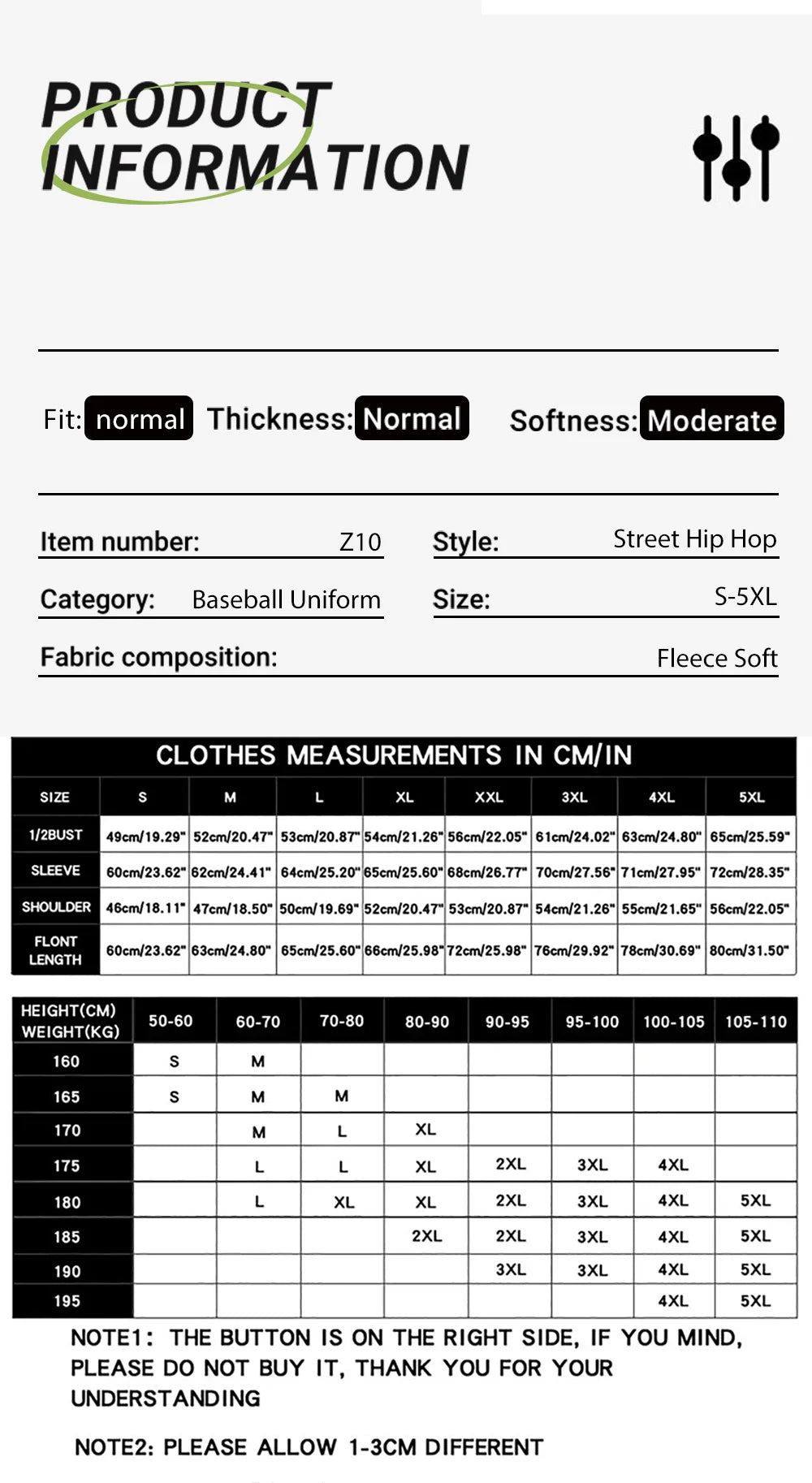 Black White Jacket Coats 5XL Loose Oversized Casual Wear for Men and Women - Baseball Street Coat, Warm Fleece Jackets