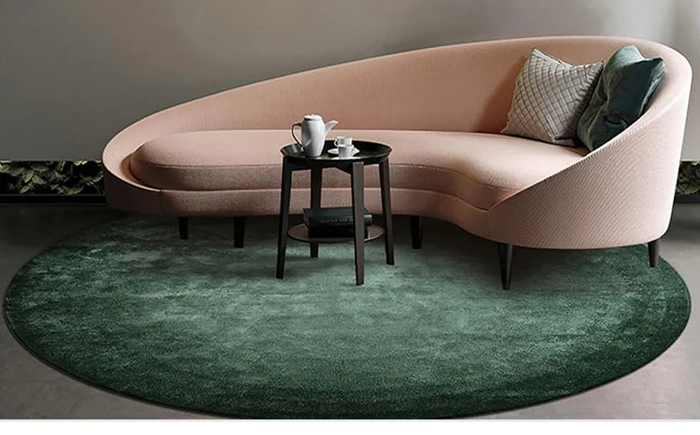 Modern Minimalist Carpets for Living Room Light Luxury Bedroom Decor Green Carpet Round Lounge Mat Home Fluffy Soft Plush Rug