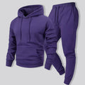 Autumn Fleece Sport Hoodie Set Man's Solid Running Comfy Long Pant Casual Simple Clothes Basic Warm Street Pullover Pocket Pants