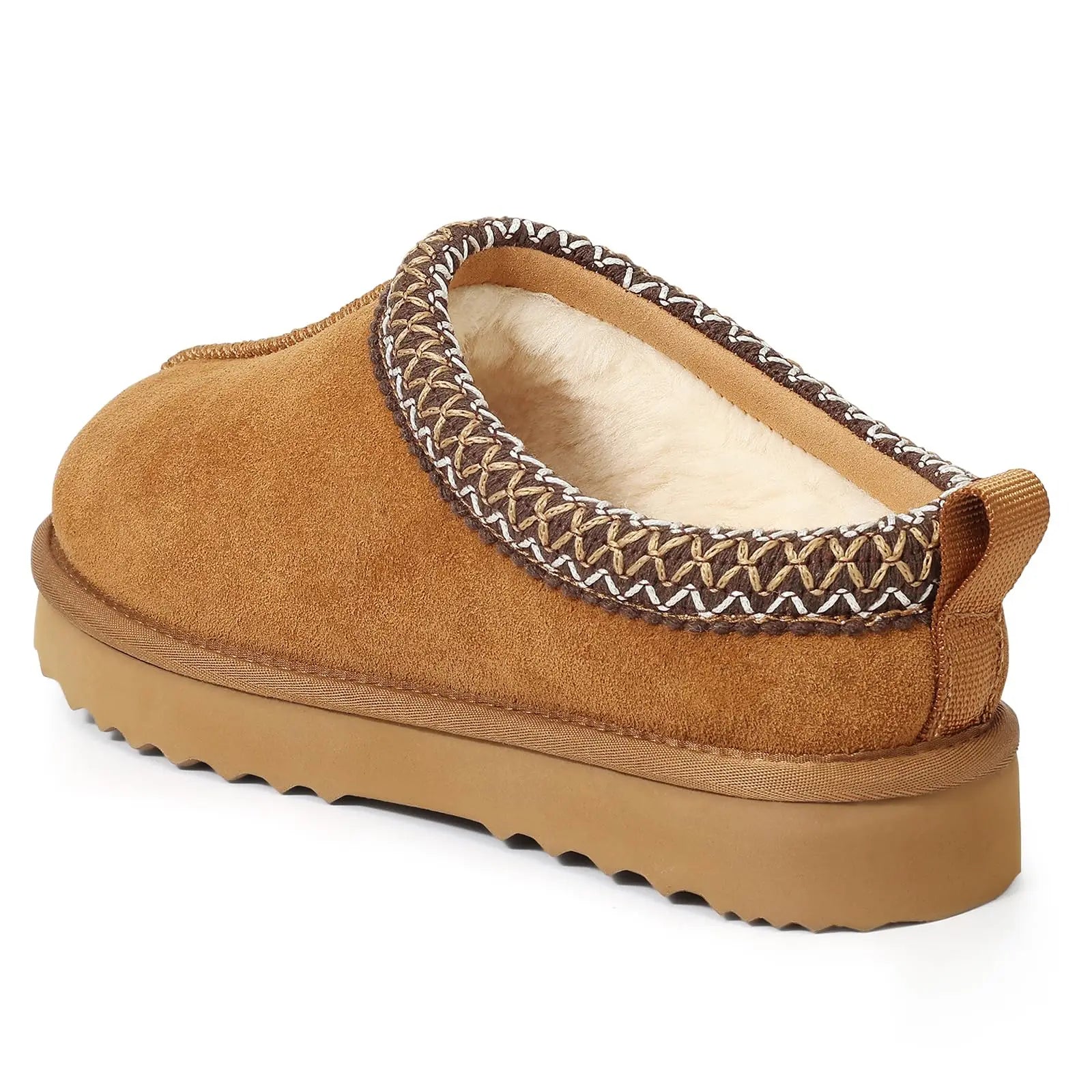 Evshine Winter Genuine Fur Slippers For Women Outdoor Non-slip Plush Lined Snow Boots Fuzzy Cotton Shoes Warm Fur House Slippers