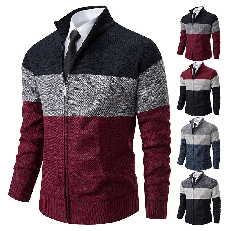 Men's Autumn and Winter New Stand-up Cardigan Sweater Trend Sweater Coat