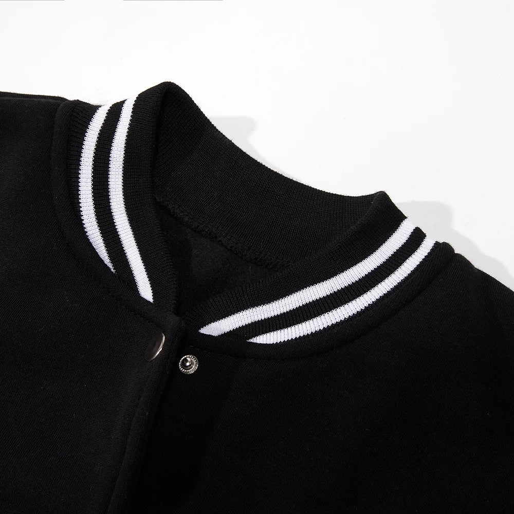 Black White Jacket Coats 5XL Loose Oversized Casual Wear for Men and Women - Baseball Street Coat, Warm Fleece Jackets