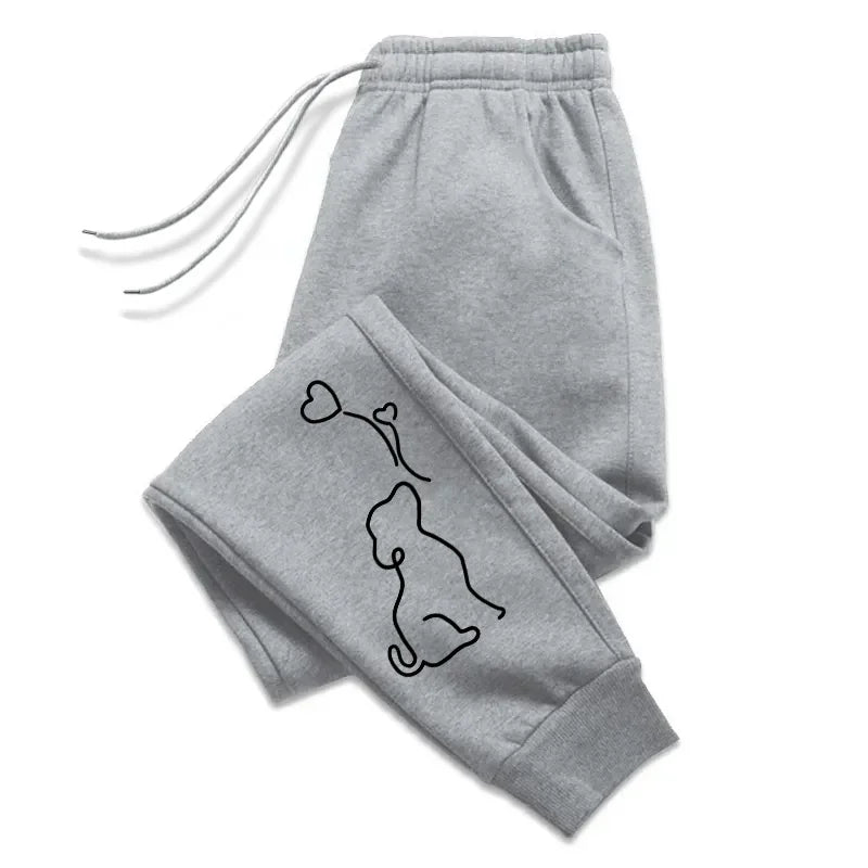 2026 Women's Sweatpants with Cute Dog Printing - Casual Daily Outdoor Sports Jogging Trousers - Soft Streetwear Pants