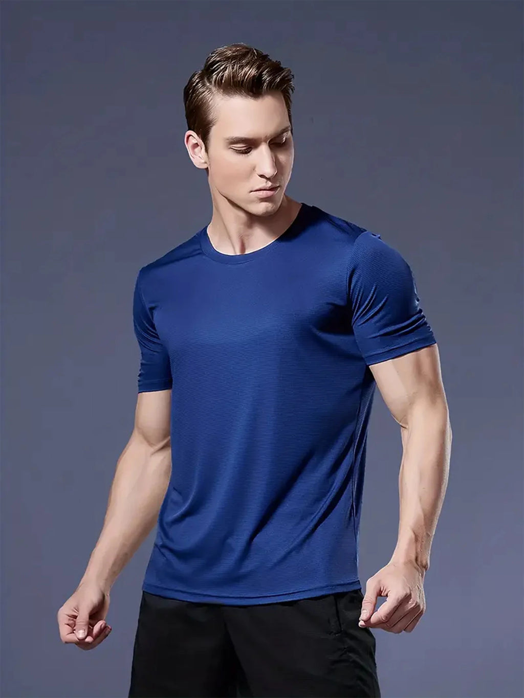 Round Neck T-Shirt 4-Color Black and White Gray Navy Ultra-Light Men's Quick-Drying Breathable Sweat-Absorbent Shirt
