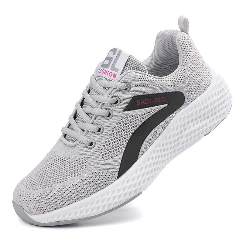 Women's Sports Shoes Comfortable Running Shoes Flying Knit Versatile Lace-Up Casual Shoes For Women Breathable And Fashionable