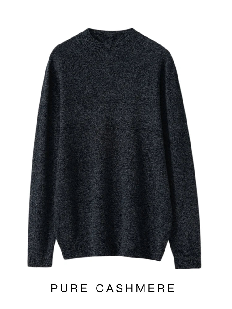 New Men's 100% Merino Wool Mock Neck Pullover Soft Warm Jumpers Quality Cashmere Sweater Casual Smart Knitwear Basic Tops Clothing