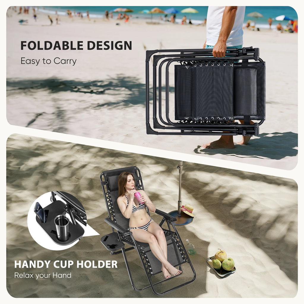 Summer Gravity Recliner - Folding Camping Chair - Patio Lounge  For Outdoor, Garden