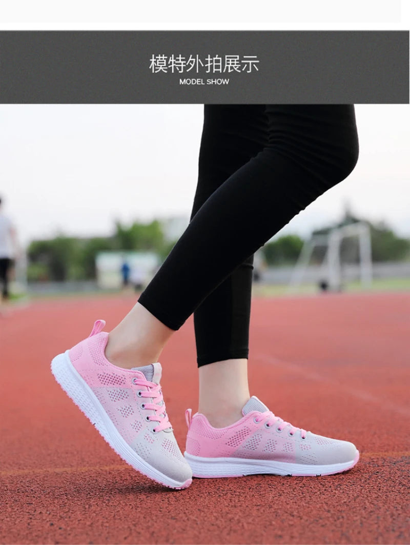 Spring Flying Knit Shoes Korean Casual Student Versatile Lace-Up Mesh Women's Sports Shoes Forrest Gump Comfort