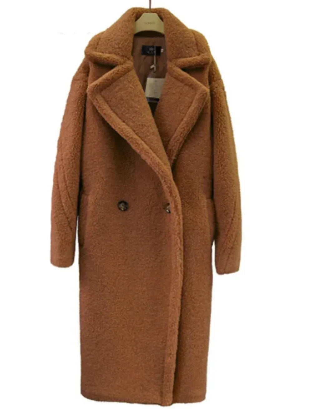 Autumn and Winter New Women's Fur Coat Mid Length Cashmere Lambswool Overcoat Thick Loose Cashmere Temperament Office Lady Jacket