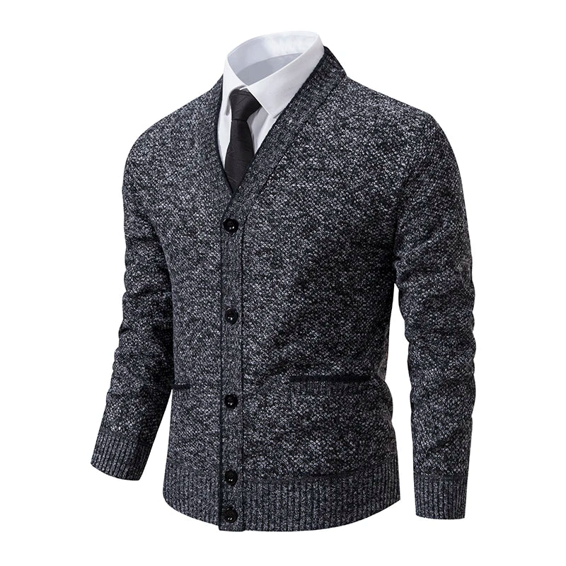 Men's Knitted Cardigan Casual V-Neck Autumn and Winter Sweater Coat