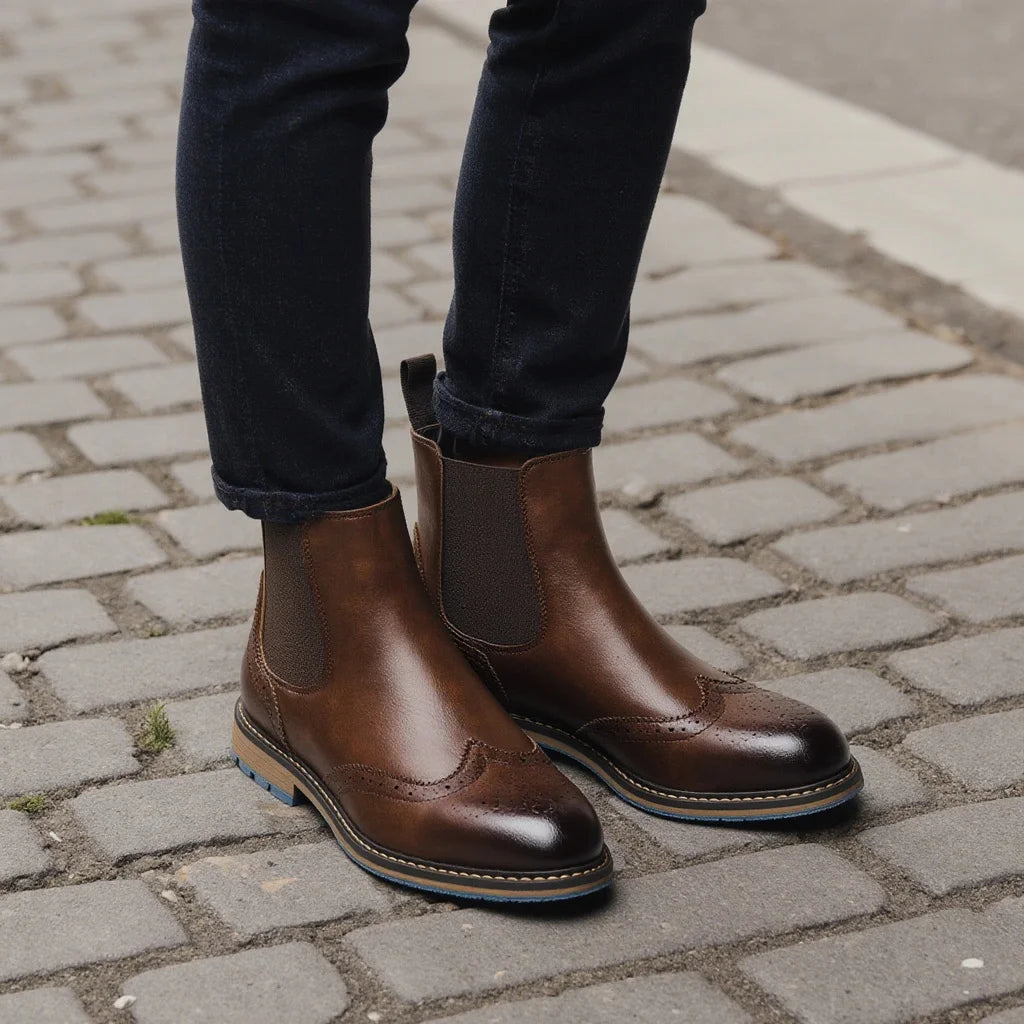 2026 Classic Red Wine Chelsea Boots for Men Fashionable Men Boots Casual Men Ankle Boots