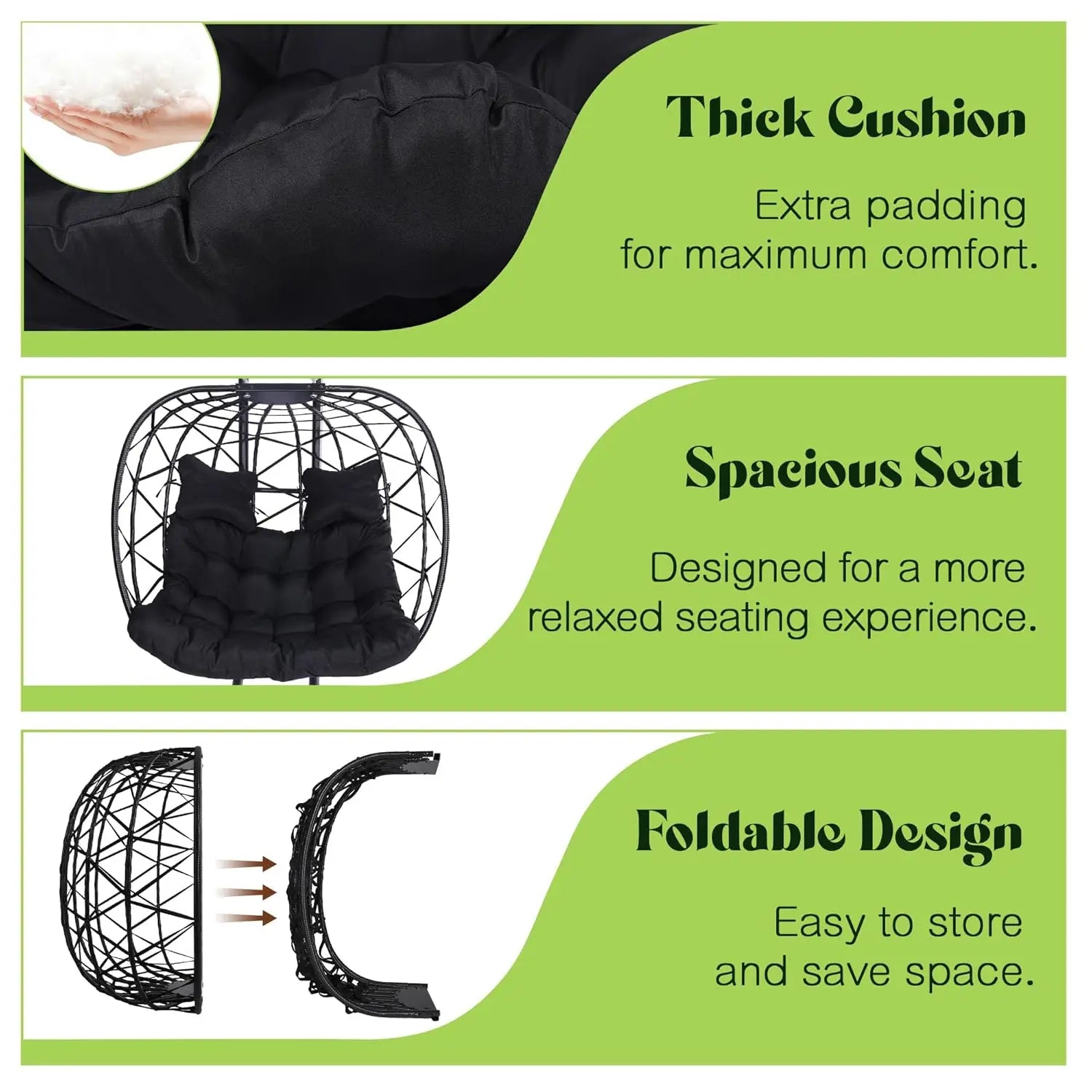 Double Swing Egg Chair — Wicker Lounge Collection